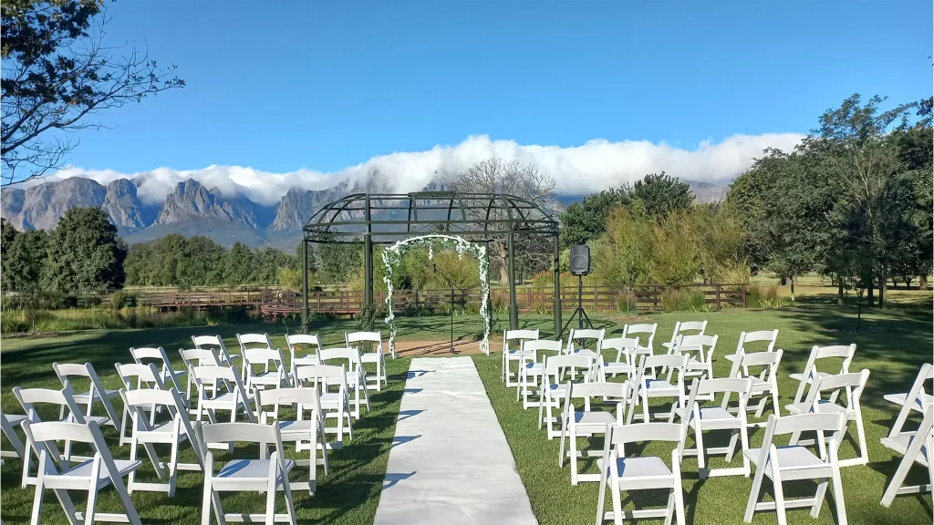 Intimate wedding ceremony outdoors