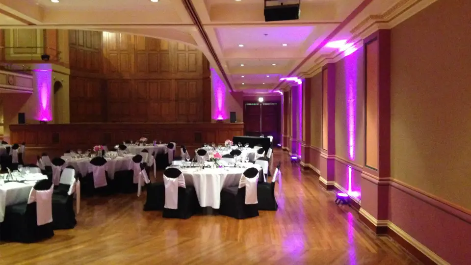 LED Par cans used as decorative lighting around the venue